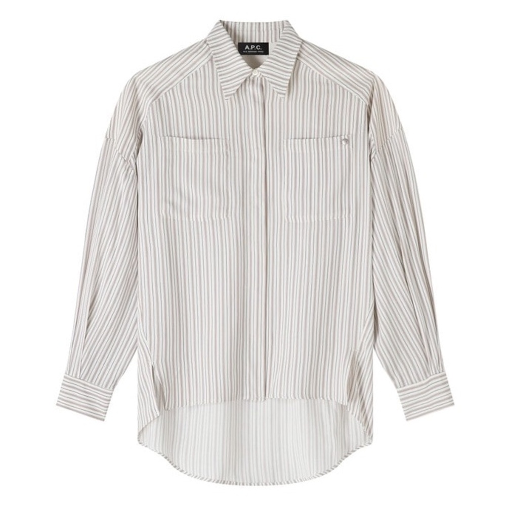 NWT APC Warvol Button Front Shirt Ecru Stripe 42 / L